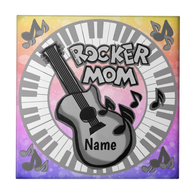 Rocker Mom  Fliese (Vorderseite)