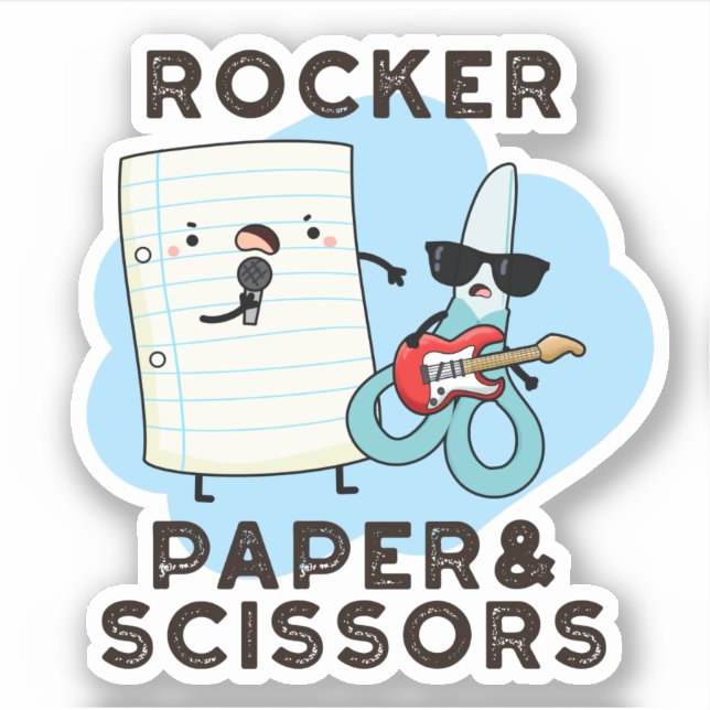 Rocker Paper and Scissors Funny Game Puff Aufkleber (Vorderseite)