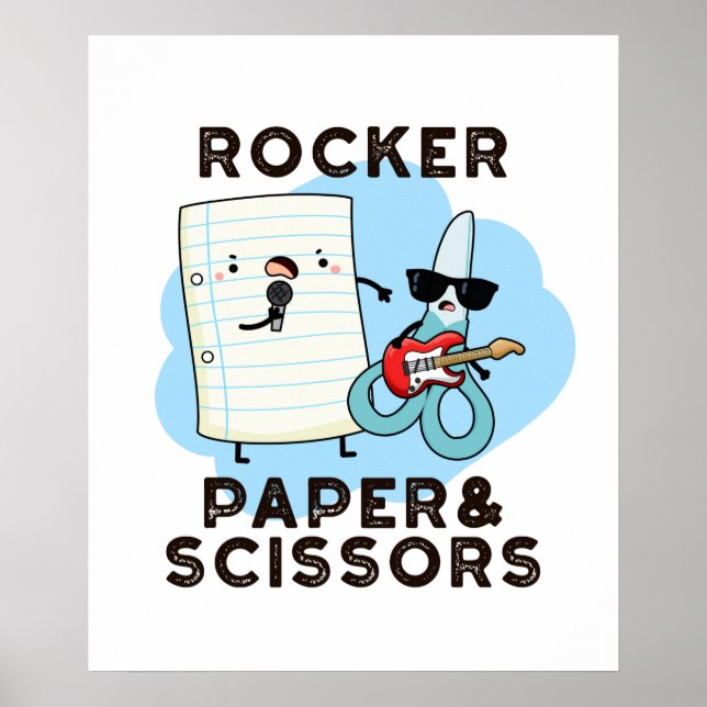 Rocker Paper and Scissors Funny Game Puff Poster (Vorne)