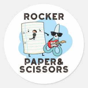Rocker Paper and Scissors Funny Game Puff Runder Aufkleber