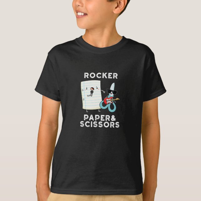 Rocker Paper und Schere Funny Game Puck Dark BG T-Shirt (Vorderseite)