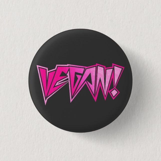 Rocker-rosa veganes button (Vorderseite)