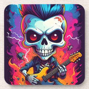 Rocker-Schädel mit Mohawk-Frisur Getränkeuntersetzer