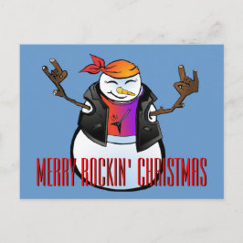 Rocker-Schneemann-Postkarte Feiertagspostkarte