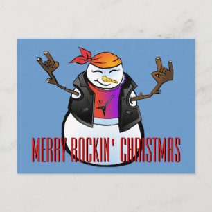 Rocker-Schneemann-Postkarte Feiertagspostkarte