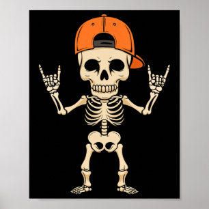 Rocker Skeleton Cap Halloween Punk Rock Men Boys Poster