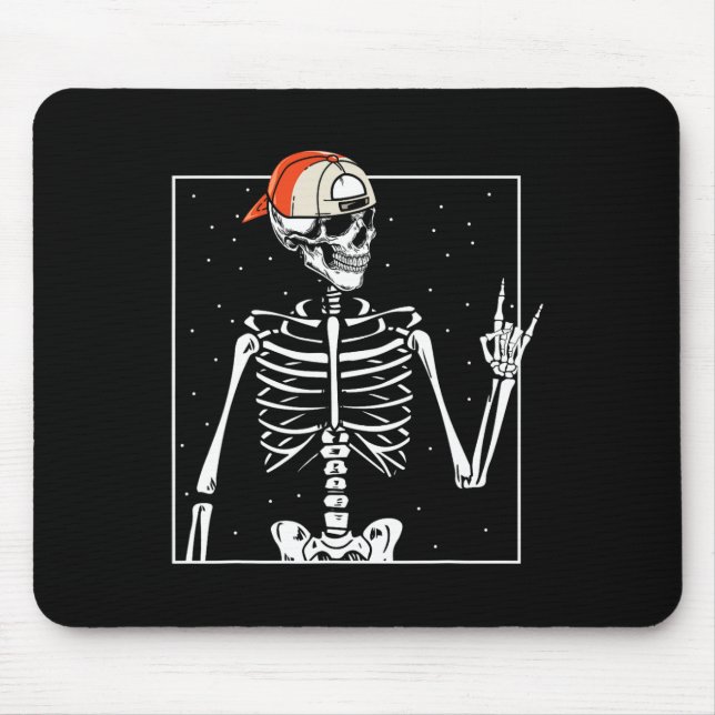 Rocker Skeleton Cap Skater Cool Halloween Punk Mousepad (Vorne)
