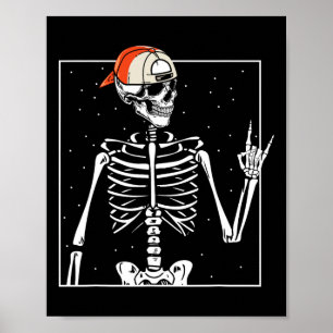 Rocker Skeleton Cap Skater Cool Halloween Punk Poster