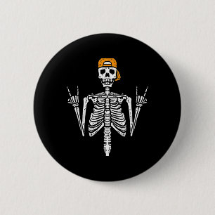 Rocker Skeleton Cap Skater Cool Halloween Punk Roc Button