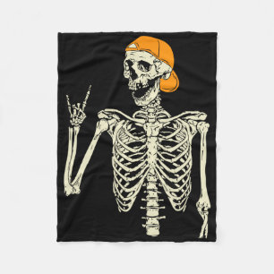 Rocker Skeleton Cap Skater Cool Halloween Punk Roc Fleecedecke