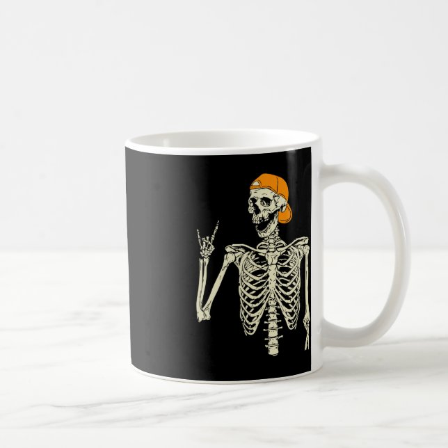 Rocker Skeleton Cap Skater Cool Halloween Punk Roc Kaffeetasse (Rechts)