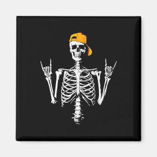 Rocker Skeleton Cap Skater Cool Halloween Punk Roc Magnet