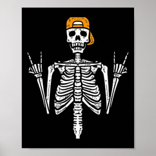 Rocker Skeleton Cap Skater Cool Halloween Punk Roc Poster