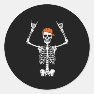 Rocker Skeleton Cap Skater Cool Halloween Punk Roc Runder Aufkleber