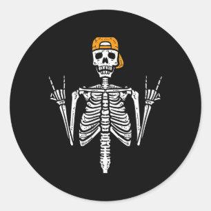 Rocker Skeleton Cap Skater Cool Halloween Punk Roc Runder Aufkleber