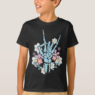 Rocker Skeleton Cap Skater Cool Halloween Punk Roc T-Shirt