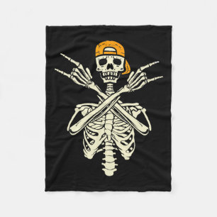 Rocker Skeleton Cap Skater Halloween Hand Rock Gir Fleecedecke