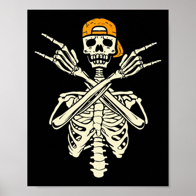 Rocker Skeleton Cap Skater Halloween Hand Rock Gir Poster (Vorne)