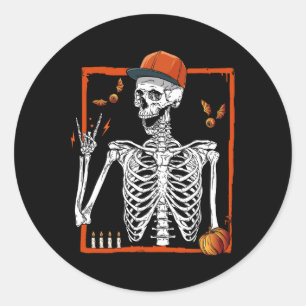 Rocker Skeleton Hand Rock on Costume Fun Halloween Runder Aufkleber