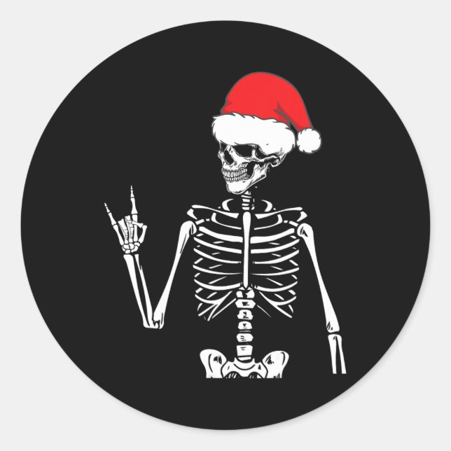 Rocker Skeleton Hand Rock on Costume Fun Weihnacht Runder Aufkleber (Vorderseite)