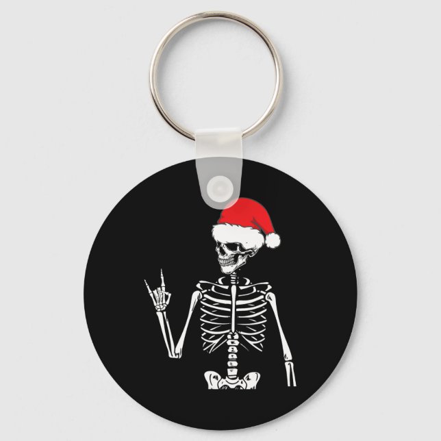 Rocker Skeleton Hand Rock on Costume Fun Weihnacht Schlüsselanhänger (Vorderseite)