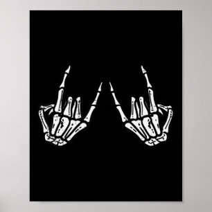 Rocker Skeleton Hand Rock on Costume Funny Hallowe Poster