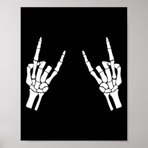 Rocker Skeleton Hand Rock on Costume Funny Hallowe Poster