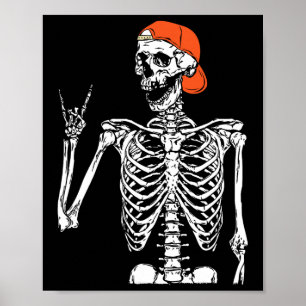 Rocker Skeleton Hand Rock on Costume Funny Hallowe Poster