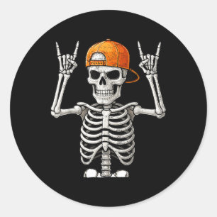 Rocker Skeleton Hand Rock on Costume Funny Hallowe Runder Aufkleber