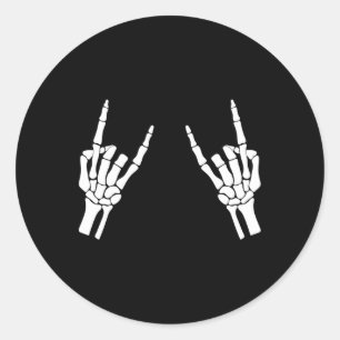 Rocker Skeleton Hand Rock on Costume Funny Hallowe Runder Aufkleber