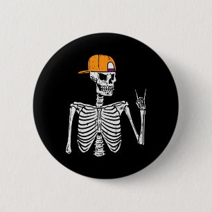 Rocker Skeleton Rock Hand Schild Halloween Kostüm  Button