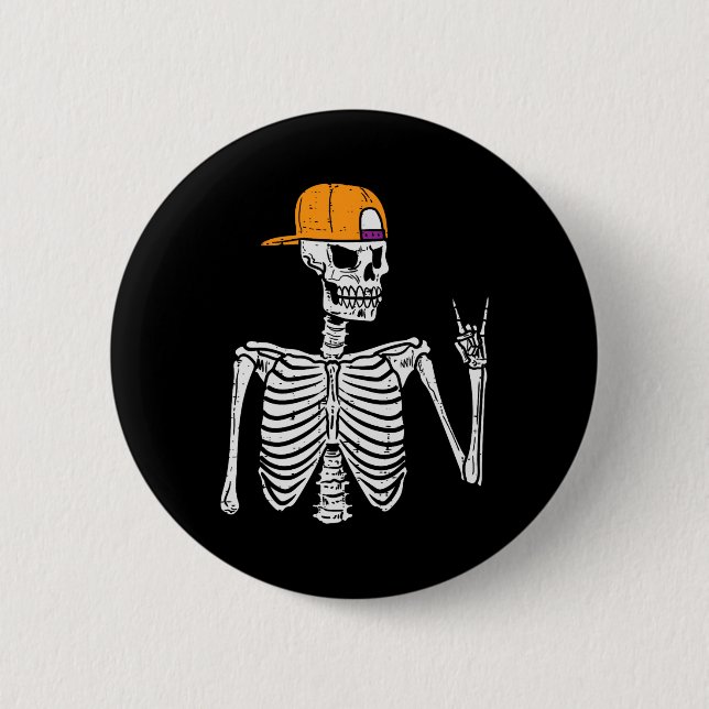 Rocker Skeleton Rock Hand Schild Halloween Kostüm  Button (Vorderseite)