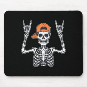 Rocker Skeleton Skater Cap Halloween Rock Men Boys Mousepad