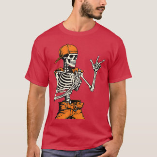 Rocker Skelett Kappe Skater Cool Halloween Punk Ro T-Shirt