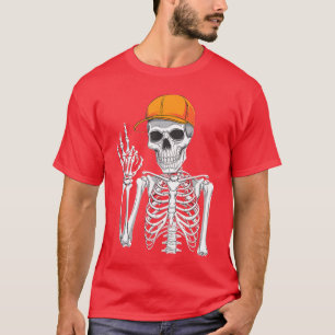 Rocker Skelett Kappe Skater Cool Halloween Punk Ro T-Shirt