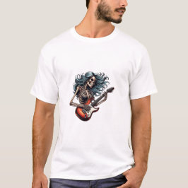 Rocker Skelettin spielt Gitarre Dark Art T-Shirt