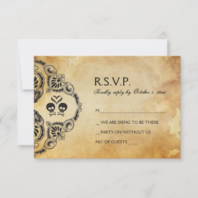 Rocker Wedding RSVP - Skull & Crossbones (Vorderseite)