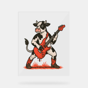 Rockerkuh, Kuh Gitarre spielen Acrylschild