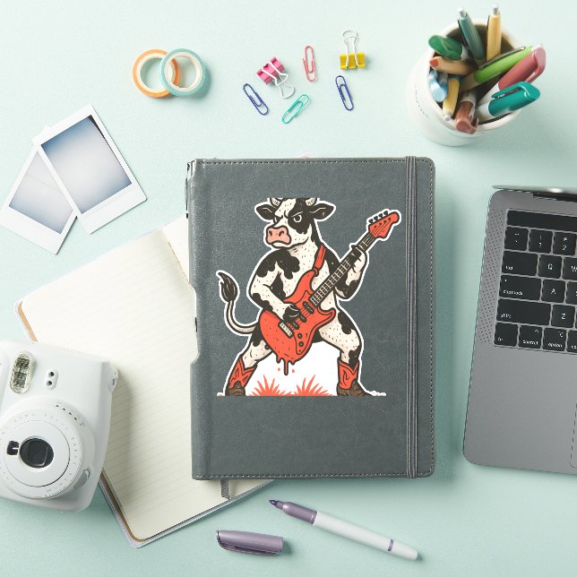 Rockerkuh, Kuh Gitarre spielen Aufkleber (iPad Hülle)