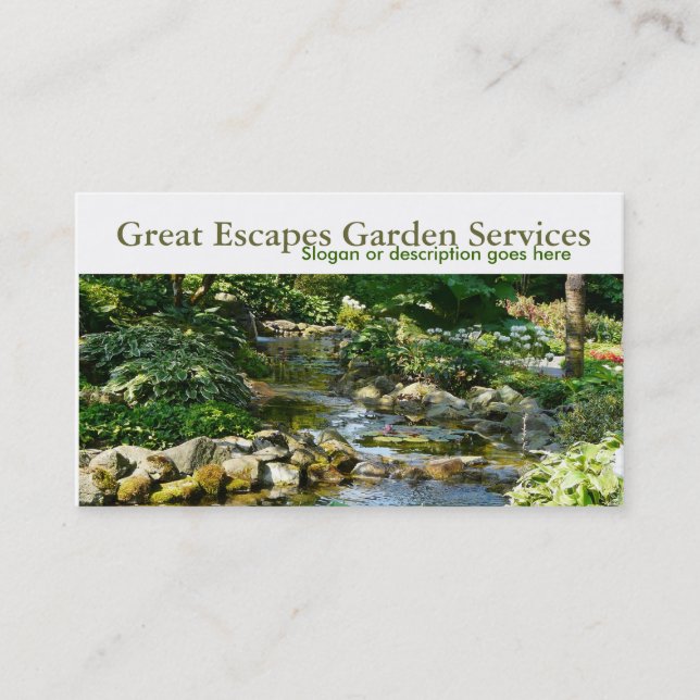 Rockery-Wasser-Garten-Visitenkarte-Schablone Visitenkarte (Vorderseite)