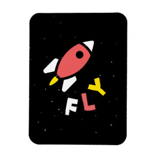 Rocket - Abstrakter Pop Rot & Gelb Art. FLY! Magnet