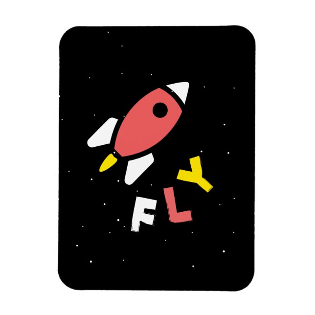 Rocket - Abstrakter Pop Rot & Gelb Art. FLY! Magnet (Vertikal)
