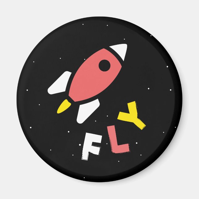 Rocket - Abstrakter Pop Rot & Gelb Art. FLY! Magnet (Vorne)