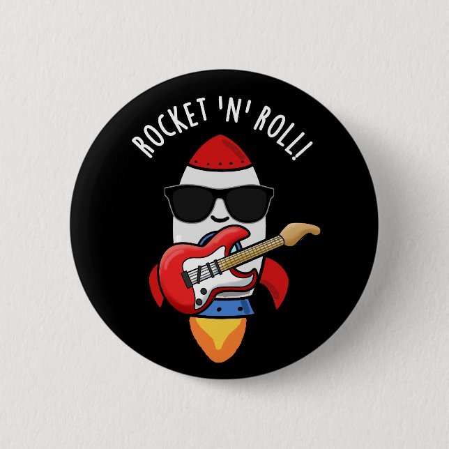 Rocket and Roll Funny Rocket Puff Dark BG Button (Vorderseite)