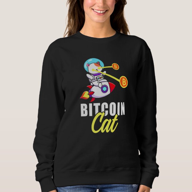 Rocket Bitcoin Cat Laser Eyes Coins Kryptowährung Sweatshirt (Vorderseite)