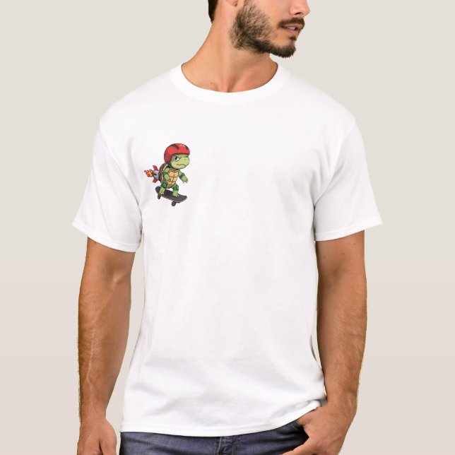 Rocket-Boosted Skater Turtle T-Shirt (Vorderseite)