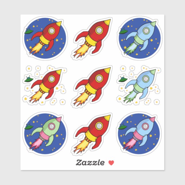 Rocket Custom Cut Stickers Aufkleber (Blatt)