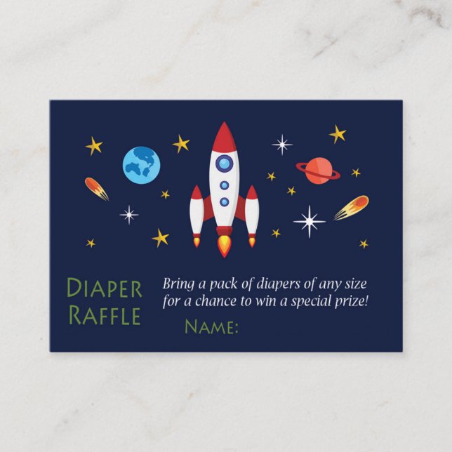 Rocket Diaper Raffelkarten Platzkarte (Vorderseite)