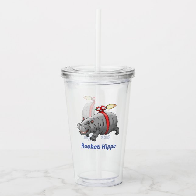 Rocket Hippo Acryltrinkbecher (Vorderseite)