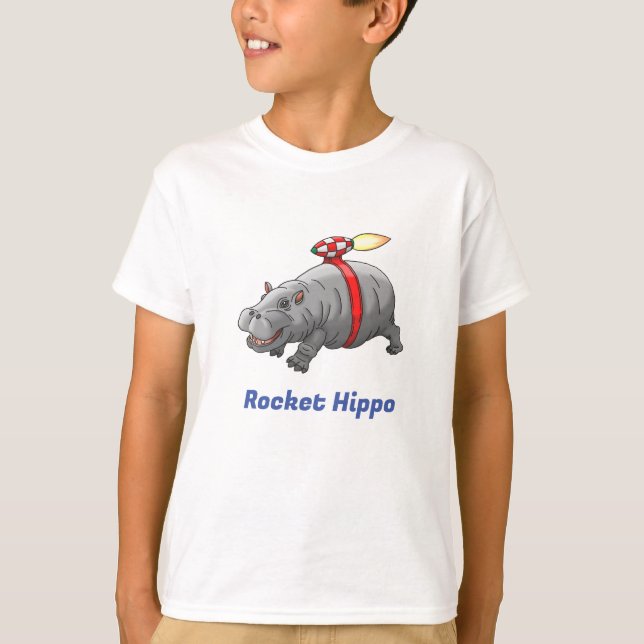 Rocket Hippo Birthday T-Shirt (Vorderseite)